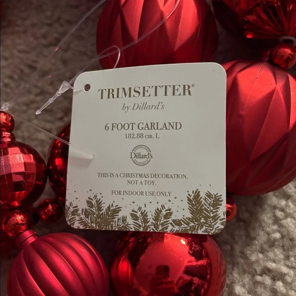 NWT -TRIMSETTER Set of 2 Ornament Garlands 6ft Each Red Gold Silver Christmas